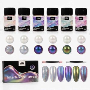 Poudre pigmentée holographique métallique LEQU 6 couleurs pour artisanat en résine DIY et peinture d'ongles - Product Image 1