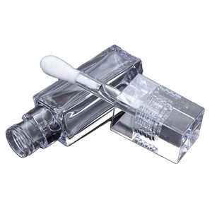 Luxury <b>Clear</b> Plastic 6ml Lipstick Container Empty Lip <b>Gloss</b> Bottle Screw Cap Soft Brush Square Shape Cosmetic Lip <b>Gloss</b> Tubes - Product Image 4
