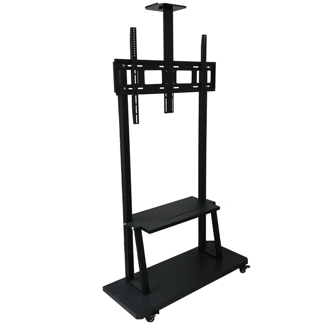 Motorized Steel 60-110 Inch Heavy Duty Mobile TV Cart Height Adjustable Roll Stand Mount Wheels Home Office Swivel