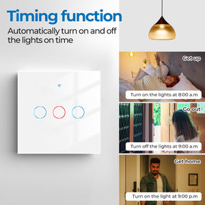 Interruptor de Pared Táctil Inteligente WiFi Tuya Sin Cable Neutro, Panel de Vidrio, UE, 1 2 3 4 Gang, Control por Voz, Funciona con Alexa y <span class=keywords><strong>Google</strong></span> Home - Product Image 6