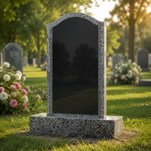 Monumentos Funerarios de Granito Negro Absoluto Estilo Ruso, Diseño Personalizado de Lápida Conmemorativa, Marcador de Cementerio - Product Image 1