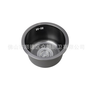 Nano Black Stainless Steel <b>Round</b> <b>Basin</b> Sink 1.0mm Thickness Matte Surface Drop-In Kitchen Bar Counter Single Sink - Product Image 5