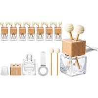 Botellas Difusoras de Perfume para Coche Vacías de 8 ml con Clip de Ventilación, Tapas de Madera y Varilla para Fragancias y Aceites Esenciales