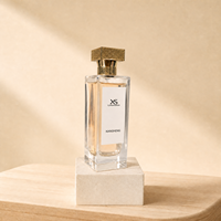 Flacon de parfum en verre haut de gamme sur mesure 100 ml, flacon carré vide avec pompe à sertir FEA, flacon de stockage de parfum.