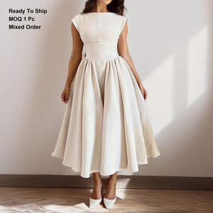 cheap dresses for women TqaSer Summer 2024 Short Sleeve Solid Color Waist Shirred A-Line Casual Dress at Amazon Women's Clothing store Cheap Dresses Chi Dresses Dresses