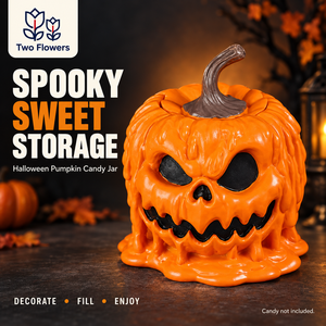 Cuenco de Resina Ecológico con Diseño de Calabaza de Halloween y Dos Flores, Portavelas para Té, Decoración para Fiestas en Casa - Product Image 3