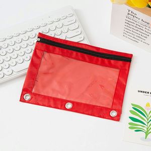 Estuche para lápices de tela Oxford de tres orificios, carpeta de hojas sueltas, almacenamiento duradero de gran capacidad para suministros escolares y de oficina - Product Image 2