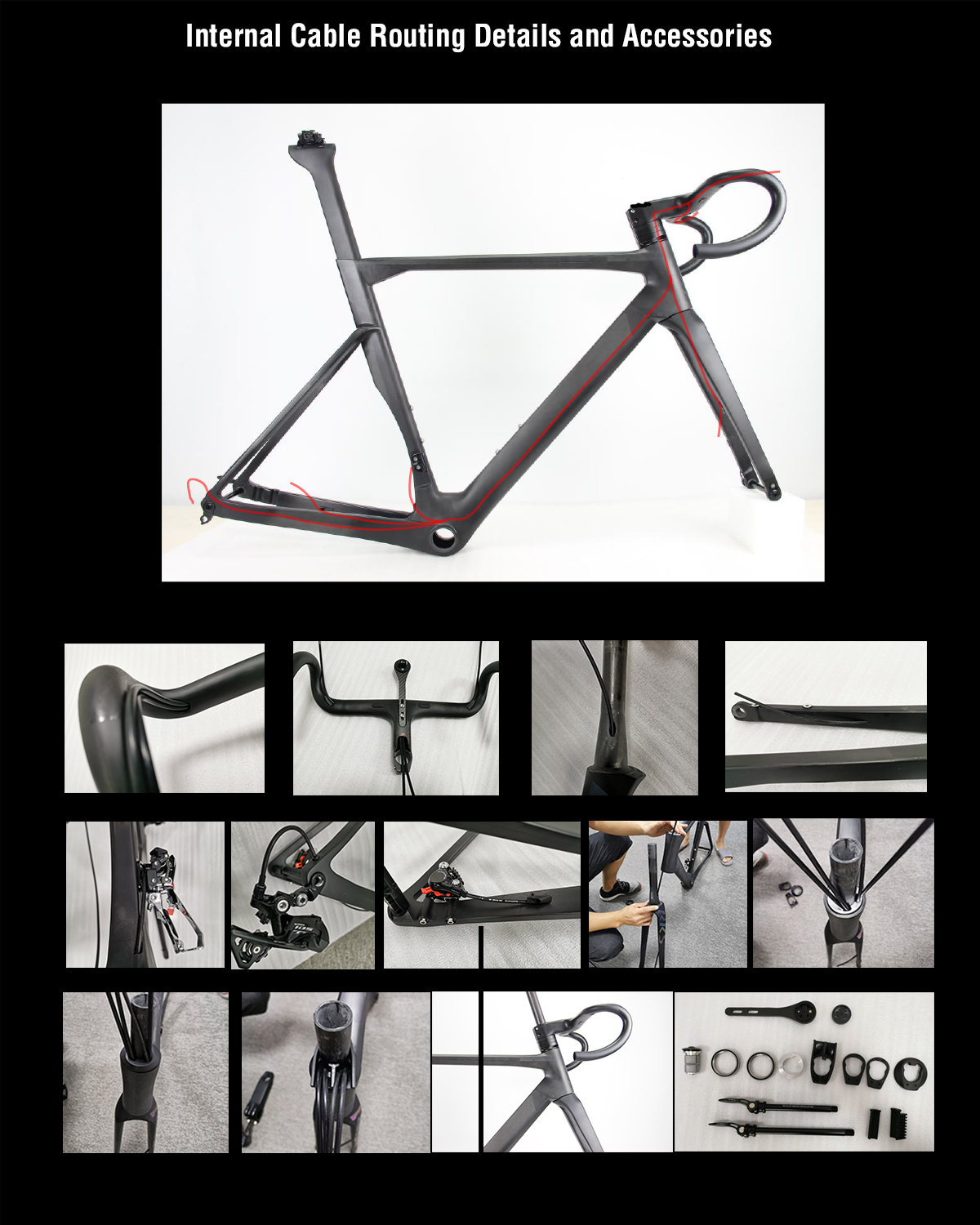 カーボンロードバイク 700C ディスクブレーキ マットブラック/グレー カーボンロードバイク 700C ディスクブレーキ マットブラック/グレー