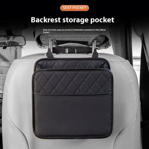 Boîte de rangement multifonctionnelle en cuir pour voiture avec logo personnalisé, organiseur de siège arrière, accessoire intérieur pliable - Product Image 2