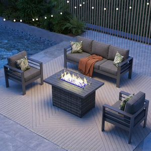 Ensemble <span class=keywords><strong>de</strong></span> canapés d'extérieur <span class=keywords><strong>de</strong></span> style industriel, mobilier <span class=keywords><strong>de</strong></span> <span class=keywords><strong>jardin</strong></span> <span class=keywords><strong>en</strong></span> métal avec table brasero <span class=keywords><strong>en</strong></span> <span class=keywords><strong>osier</strong></span>, ensemble <span class=keywords><strong>de</strong></span> <span class=keywords><strong>salon</strong></span> <span class=keywords><strong>de</strong></span> patio résistant aux intempéries pour villa - Product Image 5