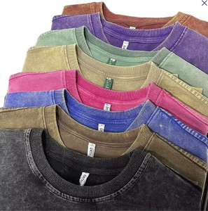 Camiseta de Algodón 100% Lavado al Ácido Personalizada al por Mayor para Hombre, Estilo Vintage Oversize, Tejido de Punto Grueso con Estampado Estilo Hip Hop - Product Image 1