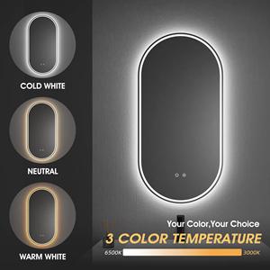 Современное Безрамное светодиодное овальное зеркало для ванной комнаты умный сенсорный датчик выключатель противотуманный затемняемый алюминиевый роскошный салон гостиная - Product Image 4