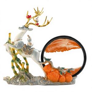 Nouvelle sculpture créative de style chinois en sable mouvant, horloge de sable artistique en résine époxy, objet de collection pour la maison - Product Image 1