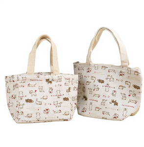 Bolsa de lona ecológica con diseño de dibujos animados, asa doble gruesa, cierre de cremallera, ideal para la escuela, conferencias, promociones y compras. - Product Image 3