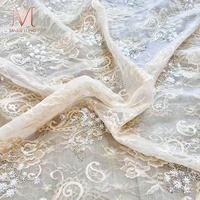 Tissu brodé en organza double couche à paillettes florales scintillantes pour robe et costume de scène