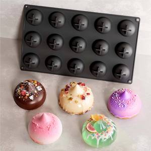MUYULINS Factory 15-cavity Teardrop LFGB Platinum Grade Non-stick BPA-free <b>Silicone</b> Mousse Cake Mold - Product Image 1