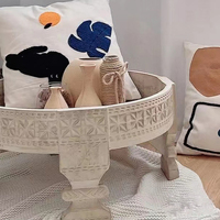 Table basse de rangement INNOVA personnalisable, style marocain moderne, faite à la main, durable, en bois massif blanc rustique, pour la maison
