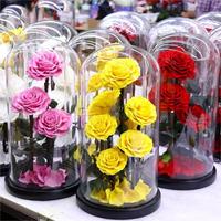 Kotak hadiah kubah mawar yang diawetkan cantik mawar tahan lama selamanya tak terbatas Premium untuk hari ibu natal