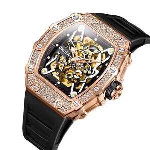 Drioshipping Luxury Skeleton Mechanical Watch for Men Custom Logo <b>Automatic</b> Movement Luminous Dial Stainless Steel Case and Band - Product Image 1
