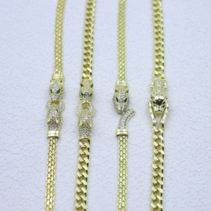 हिप हॉप पशु चीता तेंदुए के सिर पुरुषों के आभूषण कंगन - Product Image 2