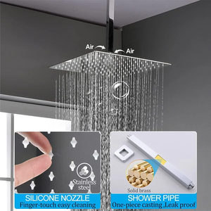 Sistema <span class=keywords><strong>Doccia</strong></span> <span class=keywords><strong>a</strong></span> Cascata <span class=keywords><strong>da</strong></span> 16 Pollici con Massaggio, Rubinetto Termostatico Monocomando, Costruzione in Ottone, Montaggio <span class=keywords><strong>a</strong></span> Parete - Product Image 6