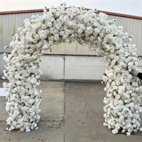Arche de fleurs en soie blanche de luxe de 8 pieds de hauteur pour la décoration de l'entrée des mariés lors d'un mariage