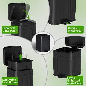 <span class=keywords><strong>Cubo</strong></span> de <span class=keywords><strong>basura</strong></span> con Pedal de Metal <span class=keywords><strong>Retro</strong></span> de granja, <span class=keywords><strong>cubo</strong></span> de <span class=keywords><strong>basura</strong></span> interior de cierre suave con tapa para baño, dormitorio, oficina, estructura de hierro - Product Image 5