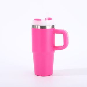 Mug de voyage 14oz avec poignée, gobelet isotherme en acier inoxydable à double paroi avec couvercle et paille pour les trajets quotidiens - Product Image 6