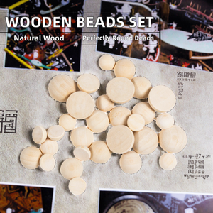 Perles rondes en bois non finies, demi-boules en bois naturel, 15 mm, ensembles de couleurs bois pour l'artisanat DIY - Product Image 2
