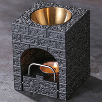 Brûleur d'huile aromatique en ciment inoxydable, porte-bougie chauffe-plat, diffuseur d'encens, lampe chauffante, chauffe-cire, Yoge
