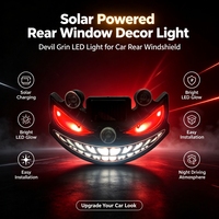 Lampe LED Solaire pour Voiture, Décoration Sourire du Diable, Lumière Ambiante et d'Avertissement pour Vitre Arrière, Fixation à Forte Succion, Accessoires Auto