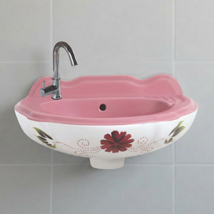 Lavabo Cuadrado de Cerámica con Estampado Floral, Lavabo Artístico para Colgar en la Pared, para Proyectos de Hoteles, Villas y Resorts, Venta al Por Mayor - Product Image 2