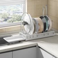 Organisateur de casseroles en métal pour cuisine, support de couvercles pour armoire, étagère coulissante sous évier, support de rangement pour planches à découper