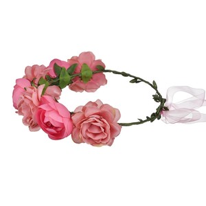 Couronne <span class=keywords><strong>de</strong></span> fleurs artificielles multicolores populaire pour mariage, accessoires <span class=keywords><strong>de</strong></span> cheveux, serre-tête rose pour femme, bandeaux <span class=keywords><strong>de</strong></span> mariée, couronne florale - Product Image 4