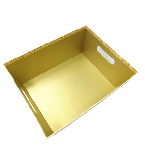 Big Gold Cardboard Display Tray Baby <strong>Hampers</strong> Gift Wine Flower Box <strong>Set</strong> with Handle for Gift Pack Employees No Lid - Product Image 3