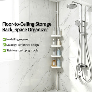 Estante de Almacenamiento Telescópico para Esquina de Baño, 4 Niveles, Sin Perforaciones, Organizador para Ducha - Product Image 2