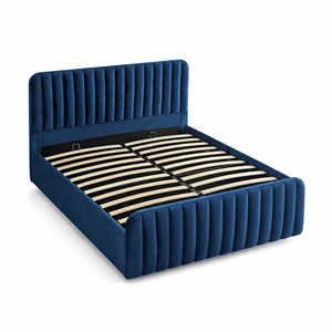 <span class=keywords><strong>Letto</strong></span> contenitore imbottito in velluto con ottoman idraulico a sollevamento a gas, testiera capitonné a canali, dimensioni personalizzabili, direttamente dalla fabbrica - Product Image 1