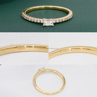 Feines Ringset AU585 14K Massivgold Farbiger Edelsteinring Schmuck Trendiger Verlobungs-, Hochzeits-, Jubiläums-, Party- und Alltagsring