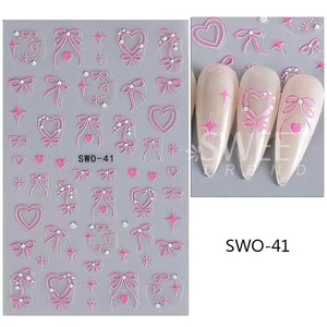 Fabricantes de pegatinas para uñas Pegatinas de flores para uñas Primavera Verano <span class=keywords><strong>Sakura</strong></span> 5D Diseño de bola de cereza Pegatinas de lazo para uñas - Product Image 5