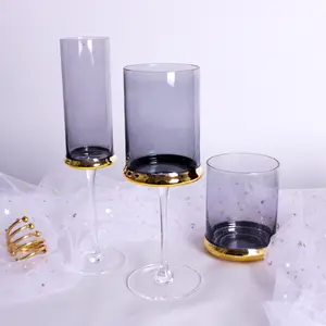 创意欧式抽电镀金色红酒杯高香槟酒杯家用葡萄果汁玻璃