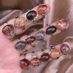 Natural Phantom <strong>Quartz</strong> Adjustable Ring with Alloy Setting - Unique Crystal Jewelry for Women Men Fashion <strong>Party</strong> Daily Wear - Product Image 6