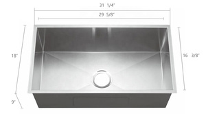 Lavello da incasso singolo Tophome UM3018C, certificato IAPMO CUPC, fatto a mano, di alta qualità, da 30 pollici, in acciaio inossidabile 304 - Product Image 2