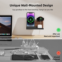 3 in 1 dinding Desktop dapat menempatkan pengisi daya nirkabel braket penyimpanan jam tangan ponsel Headset pengisian braket tetap