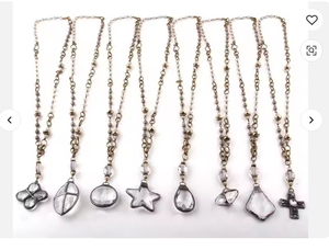 personalizzata da donna collana con catena in bronzo con perline di vetro magnetiche con ciondolo a stella croce di canna - Product Image 3