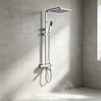 Ensemble de douche carré à température constante en acier inoxydable, avec jets pluie chaud/froid chromés et haute pression, vente en gros
