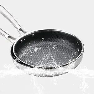 Stainless Steel Frying Pan with Stay-Cool Handle Professional Fry Pan with Induction Magnetic Bottom