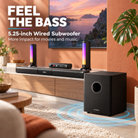 Barre de son 5.1 canaux 320W Dolby Atmos pour système home cinéma avec design détachable, éclairage RGB et contrôle par application