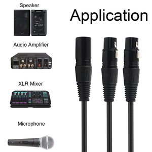 Câble répartiteur <span class=keywords><strong>XLR</strong></span> en Y de 0,5 m, 3 broches <span class=keywords><strong>XLR</strong></span> femelle vers deux mâles, adaptateur audio pour microphone professionnel - Vente en gros usine - Product Image 2