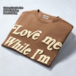 TKAN155 manufacturer Custom 3D Puff Print Men T-shirt Logo <b>Tshirt</b> for Man 100% Cotton Tee Shirt HeavyWeight Oversized T Shirt - Product Image 1