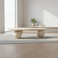 Table basse ronde en marbre moderne avec dessus sphérique, dotée de caractéristiques non toxiques et écologiques